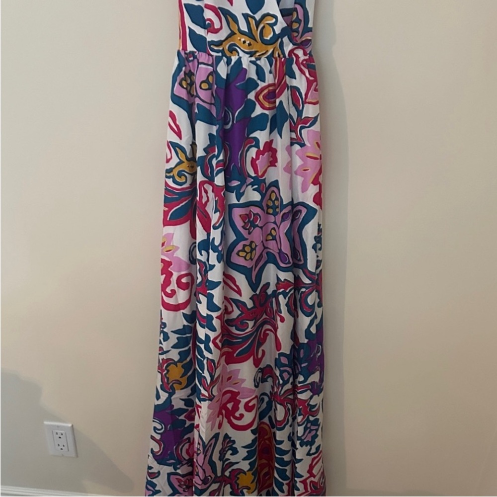 J.Crew Collection Silk Maxi Dress Floral Colorful Sleeveless Tie Waist - Summer - Picture 5 of 9